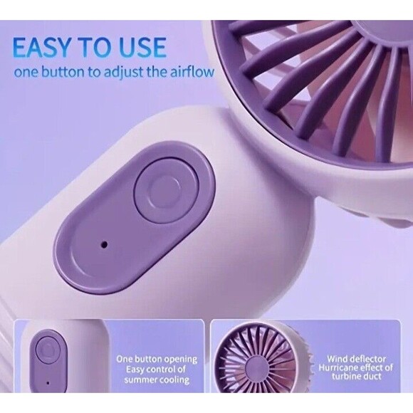 Mini (Portable Fan)-(Rechargeable)-(USB)-(3 Speeds)-(Black)-(New)-$10.00 - Picture 5 of 6